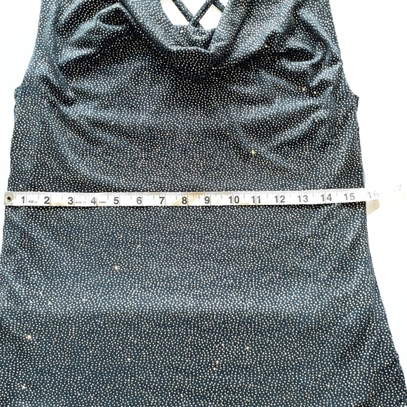 Chaser Glitter Jersey Draped Cowl Neck Halter Top Strappy Teal Green & Gold Sz M - Picture 8 of 16